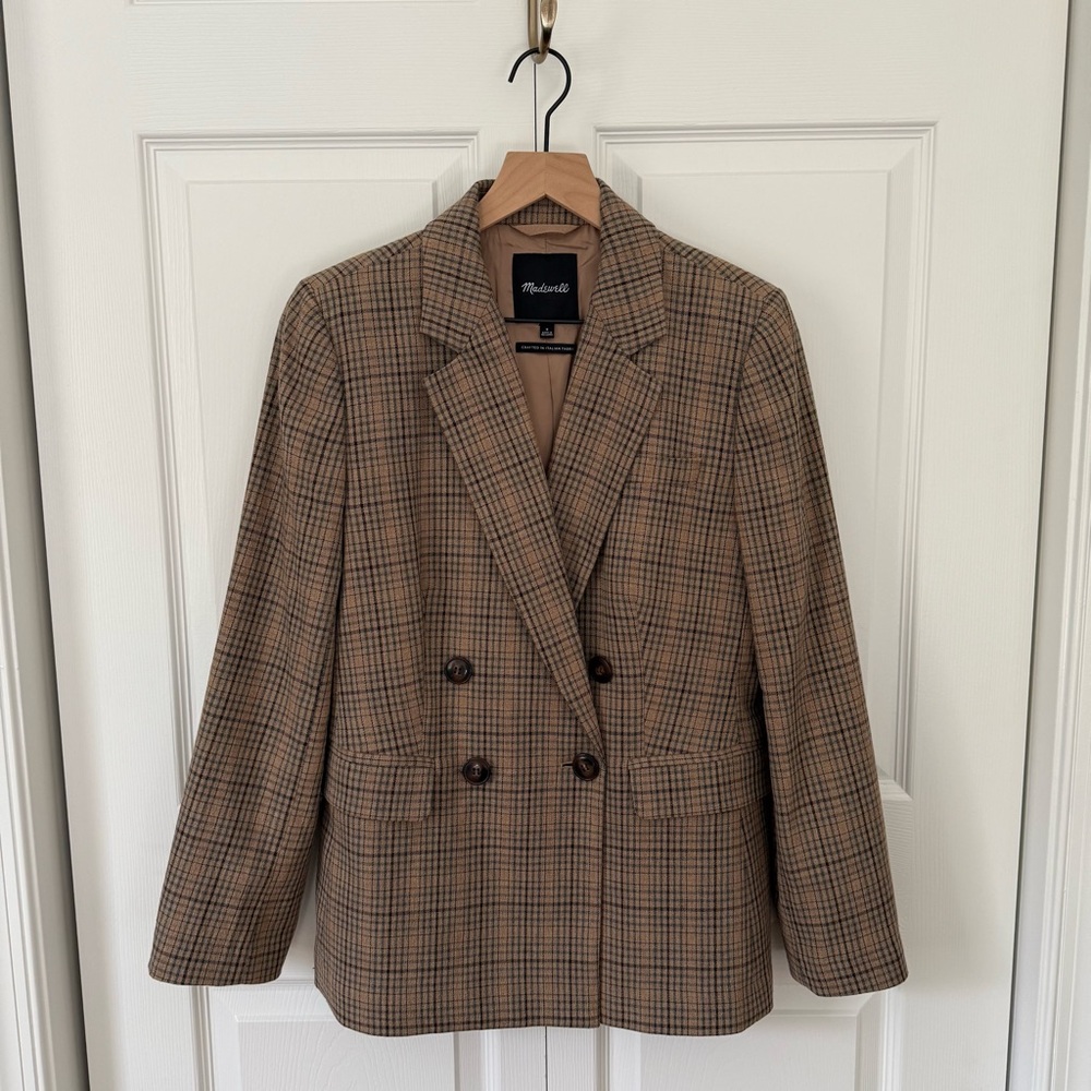 Madewell Rosedale Blazer Plaid Double Breasted Oversized Academia Women's Size 8